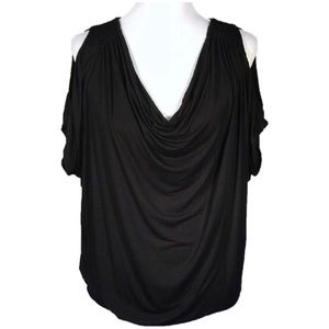 Anthropologie | Bordeaux Black Cold Shoulder Top